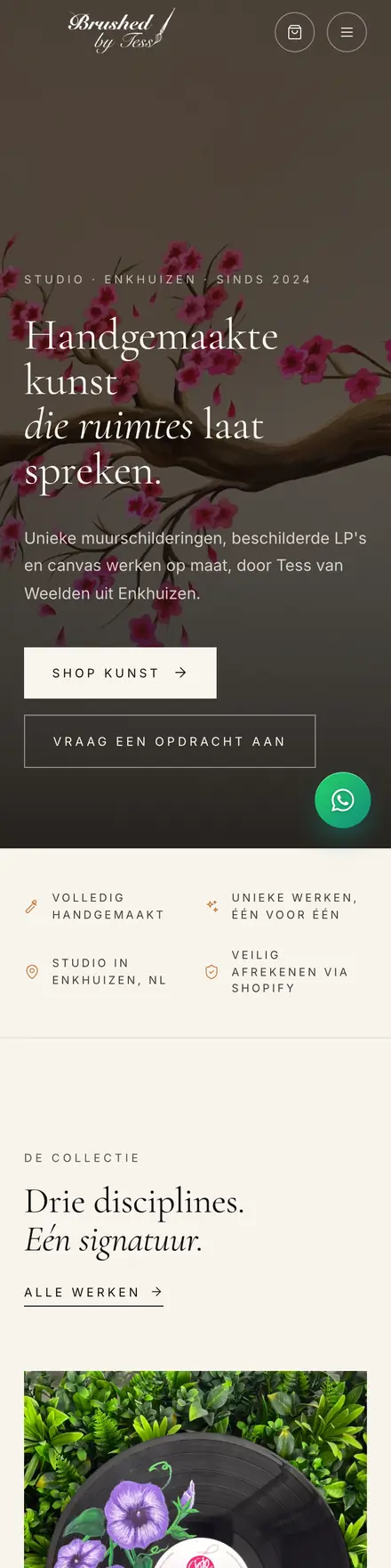 The Brushed by Tess online shop on a phone