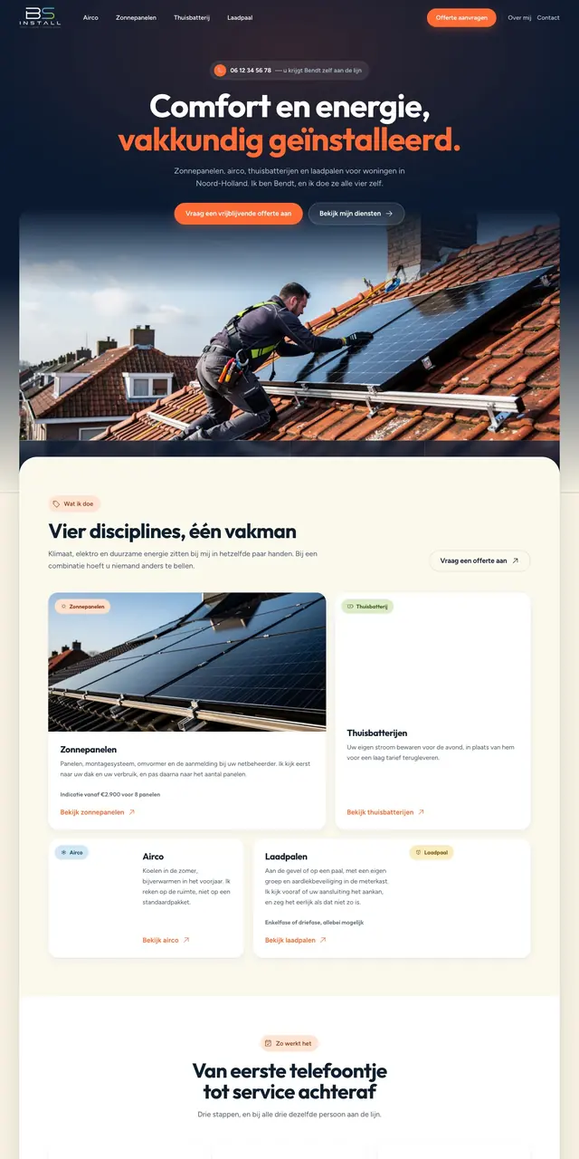 The BS Install homepage, scrolling inside a browser window