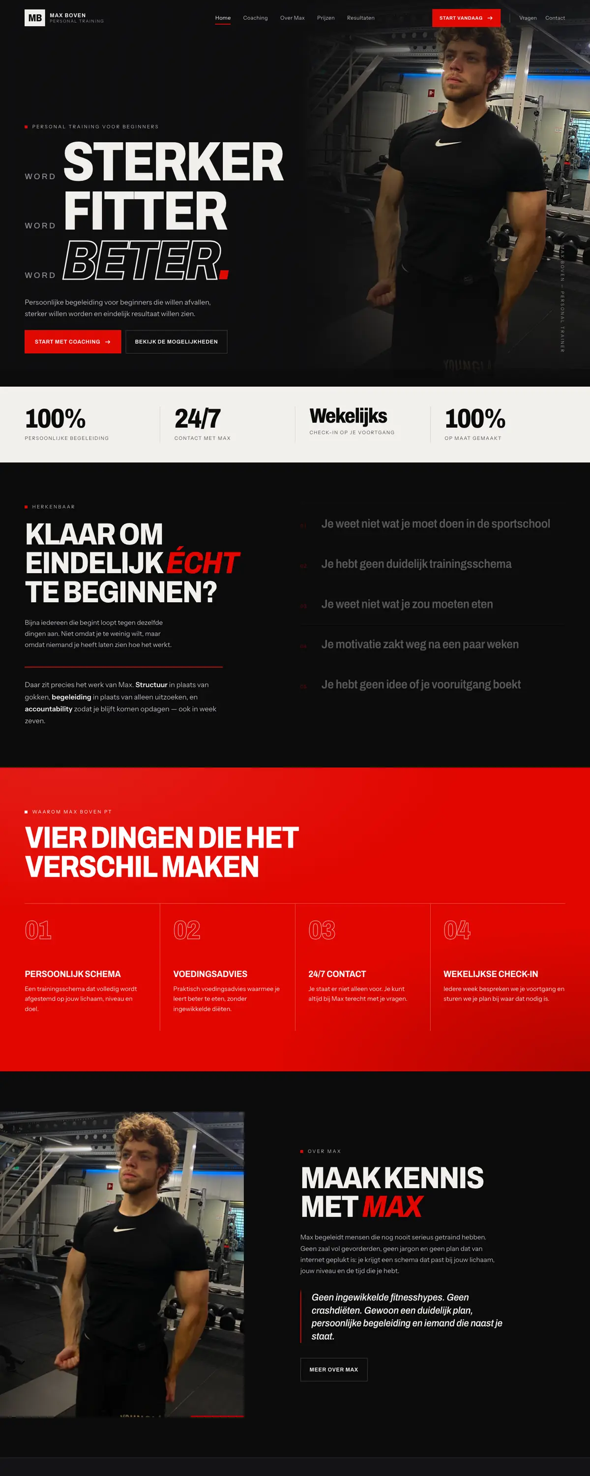 The Max Boven PT homepage on desktop