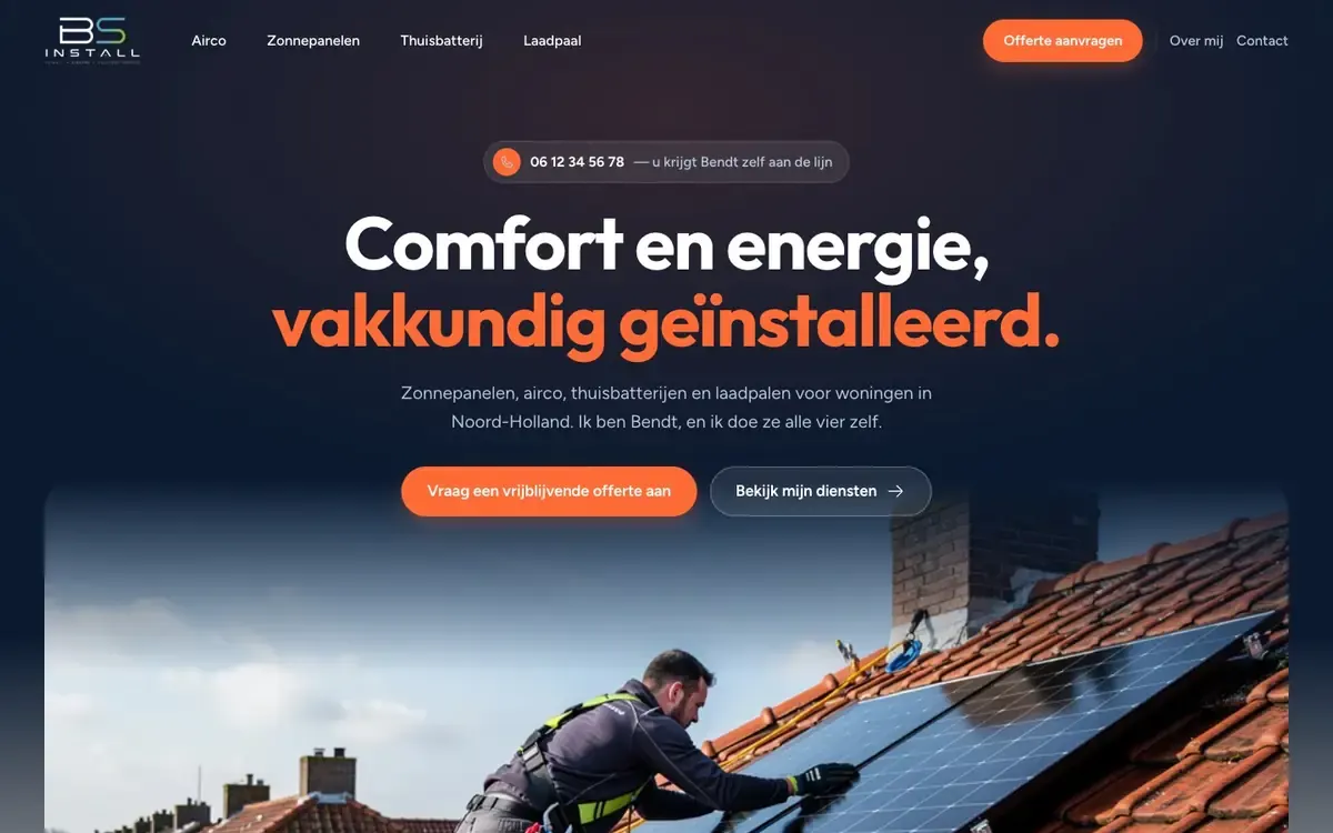 The hero of the website of BS Install
