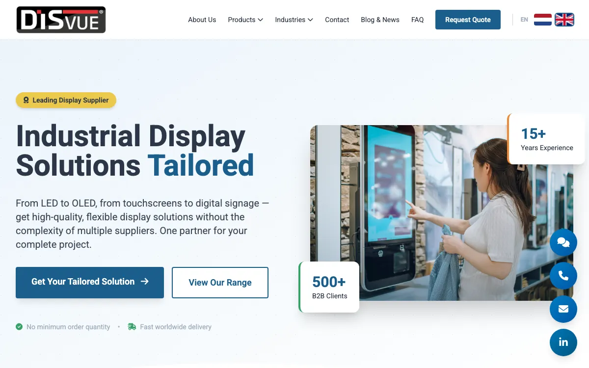 The hero of the website of DISvue